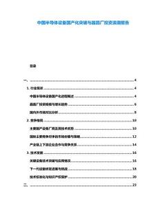 中國半導體設備國產化突破與晶圓廠投資浪潮報告