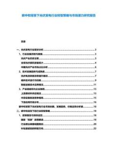 碳中和背景下光伏發(fā)電行業(yè)轉(zhuǎn)型策略與市場潛力研究報告