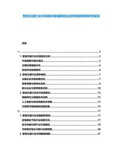 智慧交通行業(yè)市場現(xiàn)狀發(fā)展趨勢及投資前景預(yù)測研究報告