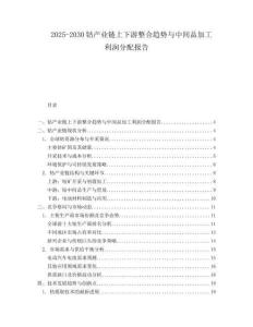 2025-2030鈷產業鏈上下游整合趨勢與中間品加工利潤分配報告