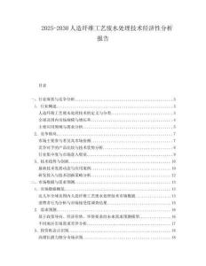 2025-2030人造纖維工藝廢水處理技術(shù)經(jīng)濟(jì)性分析報(bào)告