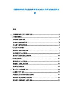 中國銀聯商務支付行業分析第三方支付競爭與商業模式創新