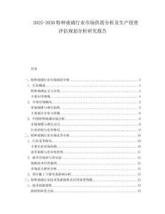 2025-2030特種玻璃行業市場供需分析及生產投資評估規劃分析研究報告