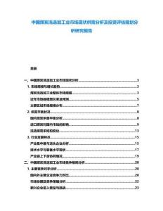 中國煤炭洗選加工業市場現狀供需分析及投資評估規劃分析研究報告