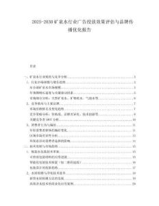 2025-2030礦泉水行業(yè)廣告投放效果評(píng)估與品牌傳播優(yōu)化報(bào)告