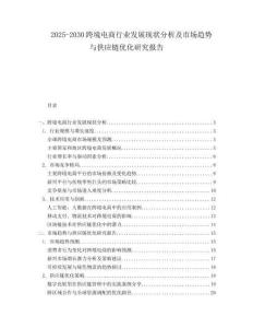 2025-2030跨境電商行業(yè)發(fā)展現狀分析及市場趨勢與供應鏈優(yōu)化研究報告
