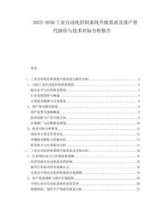 2025-2030工業(yè)自動化控制系統(tǒng)升級需求及國產(chǎn)替代路徑與技術(shù)對標(biāo)分析報告
