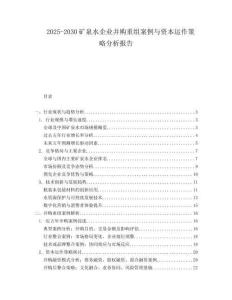 2025-2030礦泉水企業(yè)并購重組案例與資本運(yùn)作策略分析報告