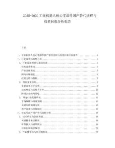 2025-2030工業(yè)機(jī)器人核心零部件國產(chǎn)替代進(jìn)程與投資回報分析報告
