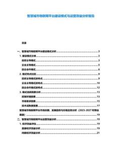 智慧城市物聯(lián)網(wǎng)平臺(tái)建設(shè)模式與運(yùn)營(yíng)效益分析報(bào)告