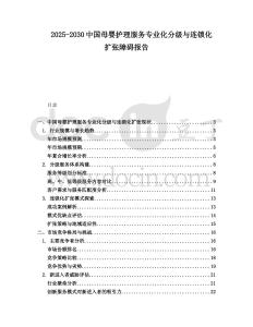 2025-2030中國母嬰護理服務專業(yè)化分級與連鎖化擴張障礙報告