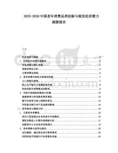 2025-2030中國老年消費品類創(chuàng)新與銀發(fā)經(jīng)濟潛力測算報告