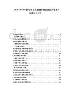 2025-2030中國(guó)電梯導(dǎo)軌型鋼行業(yè)安全生產(chǎn)管理與風(fēng)險(xiǎn)防控報(bào)告
