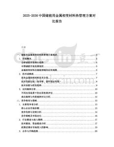 2025-2030中國儲能用金屬相變材料熱管理方案對比報告