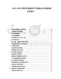 2025-2030中國老年康復醫療市場格局與發展機遇分析報告