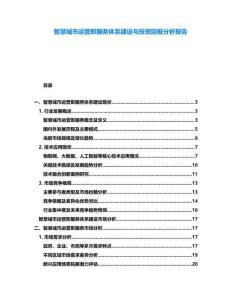 智慧城市運營即服務體系建設與投資回報分析報告