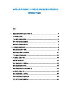 中國冶金投資咨詢行業(yè)市場深度調(diào)研及發(fā)展趨勢與投資前景預(yù)測研究報告