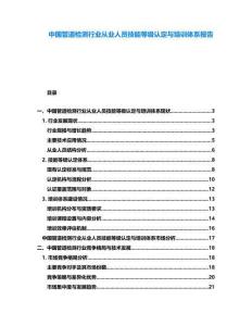 中國管道檢測行業(yè)從業(yè)人員技能等級認定與培訓體系報告