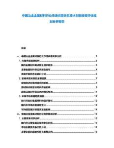 中國冶金金屬材料行業(yè)市場供需關(guān)系技術(shù)創(chuàng)新投資評估規(guī)劃分析報告