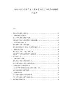 2025-2030中國汽車后服務市場現狀與競爭格局研究報告