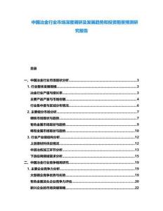中國冶金行業(yè)市場深度調(diào)研及發(fā)展趨勢和投資前景預(yù)測研究報告
