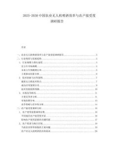 2025-2030中國農業(yè)無人機噴灑效率與農戶接受度調研報告