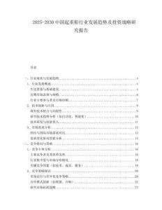 2025-2030中國起重船行業發展趨勢及投資戰略研究報告
