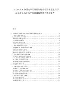 2025-2030中國汽車零部件制造業(yè)標準體系建設(shè)市場競爭格局分析產(chǎn)品升級投資評估規(guī)劃報告