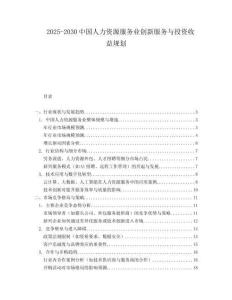 2025-2030中國人力資源服務(wù)業(yè)創(chuàng)新服務(wù)與投資收益規(guī)劃
