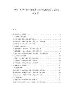 2025-2030中國(guó)氣象服務(wù)行業(yè)市場(chǎng)化運(yùn)營(yíng)與行業(yè)創(chuàng)新發(fā)展