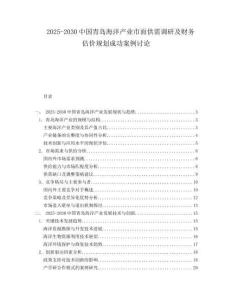 2025-2030中國青島海洋產業市面供需調研及財務估價規劃成功案例討論