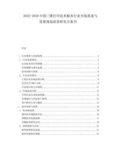 2025-2030中國三維打印技術服務行業市場需求與發展規劃前景研究方案書