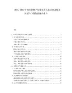 2025-2030中國商業(yè)地產(chǎn)行業(yè)市場拓展研究及城市規(guī)劃與市場價值評估報(bào)告