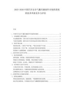 2025-2030中國汽車安全氣囊關(guān)鍵部件市場供需現(xiàn)狀技術(shù)革新競爭力評估