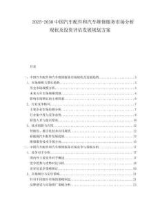 2025-2030中國汽車配件和汽車維修服務市場分析現狀及投資評估發展規劃方案