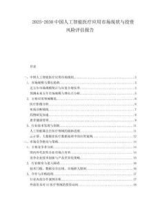 2025-2030中國人工智能醫療應用市場現狀與投資風險評估報告