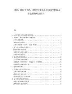 2025-2030中國人工智能行業市場現狀深度挖掘及前景預測研究報告