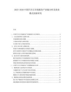 2025-2030中國汽車后市場服務(wù)產(chǎn)業(yè)鏈分析及商業(yè)模式創(chuàng)新研究