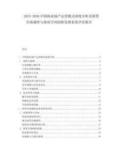 2025-2030中國商業(yè)地產(chǎn)運(yùn)營模式深度分析及租賃市場(chǎng)調(diào)控與商業(yè)空間創(chuàng)新發(fā)展前景評(píng)估報(bào)告