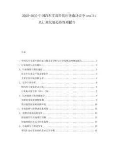 2025-2030中國汽車零部件供應鏈市場競爭analis及行業(yè)發(fā)展趨勢規(guī)劃報告