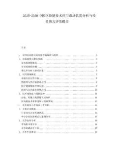 2025-2030中國區塊鏈技術應用市場供需分析與投資潛力評估報告