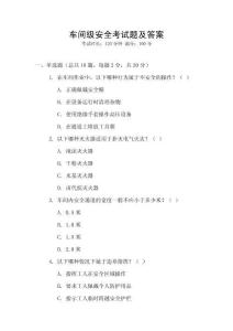 車間級(jí)安全考試題及答案