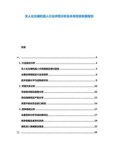 無(wú)人化倉(cāng)儲(chǔ)機(jī)器人行業(yè)供需分析及未來(lái)投資發(fā)展規(guī)劃