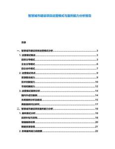智慧城市建設(shè)項(xiàng)目運(yùn)營(yíng)模式與盈利能力分析報(bào)告