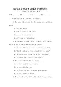 2025年公共英語(yǔ)等級(jí)考試模擬試題