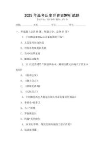 2025年高考历史世界史解析试题