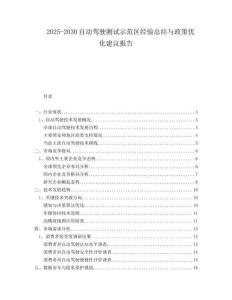2025-2030自動(dòng)駕駛測(cè)試示范區(qū)經(jīng)驗(yàn)總結(jié)與政策優(yōu)化建議報(bào)告
