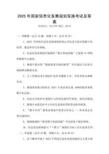 2025年國家信息化發(fā)展規(guī)劃實施考試及答案