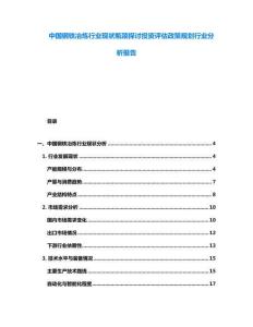 中國鋼鐵冶煉行業(yè)現(xiàn)狀瓶頸探討投資評估政策規(guī)劃行業(yè)分析報告