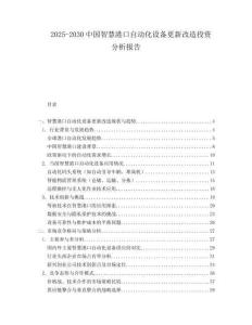 2025-2030中國智慧港口自動化設(shè)備更新改造投資分析報告